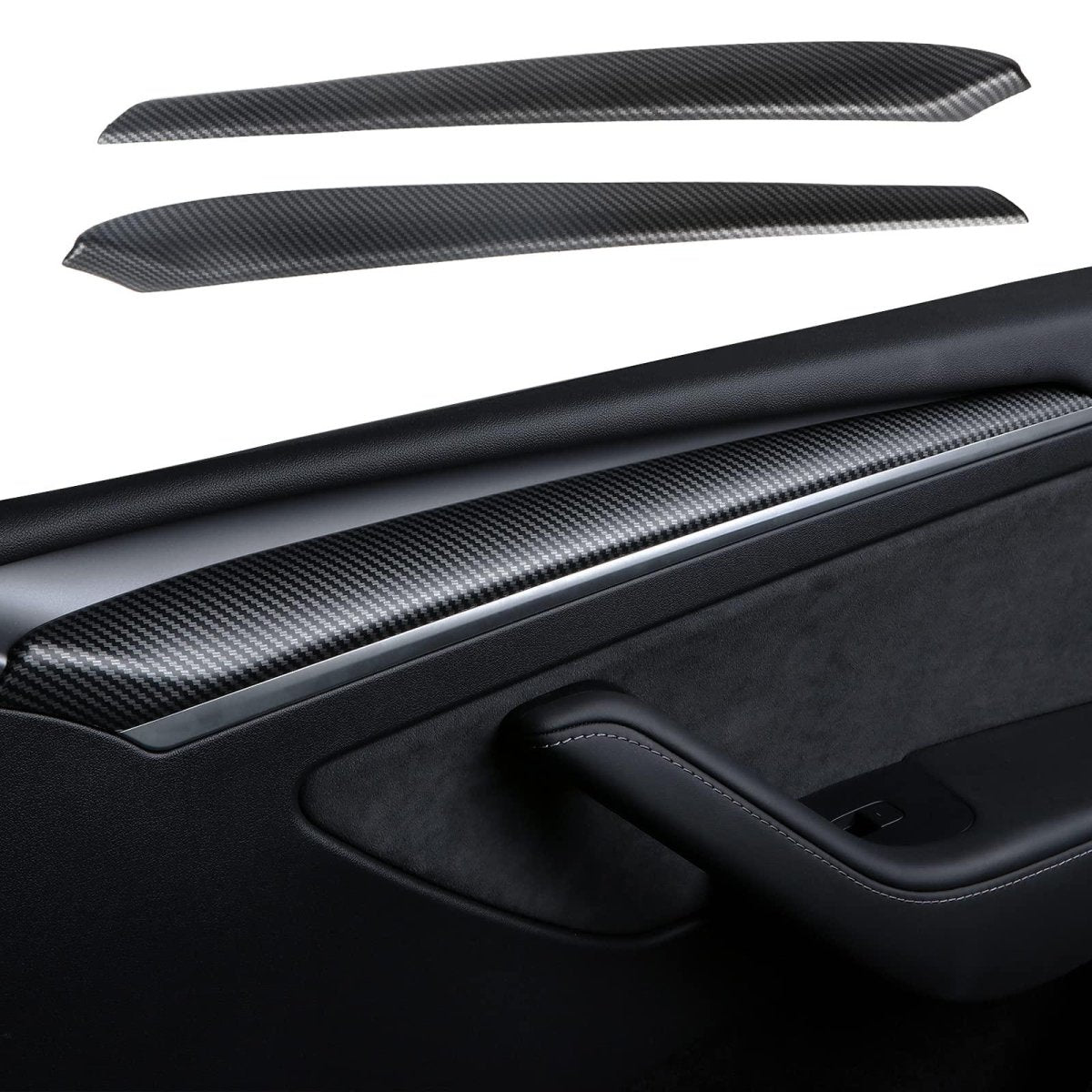 Model 3/Y Door Trim Cover Wrap ABS Matte Carbon Fiber Pattern (2 PCS) for Tesla (2021-2023) - T-Launch