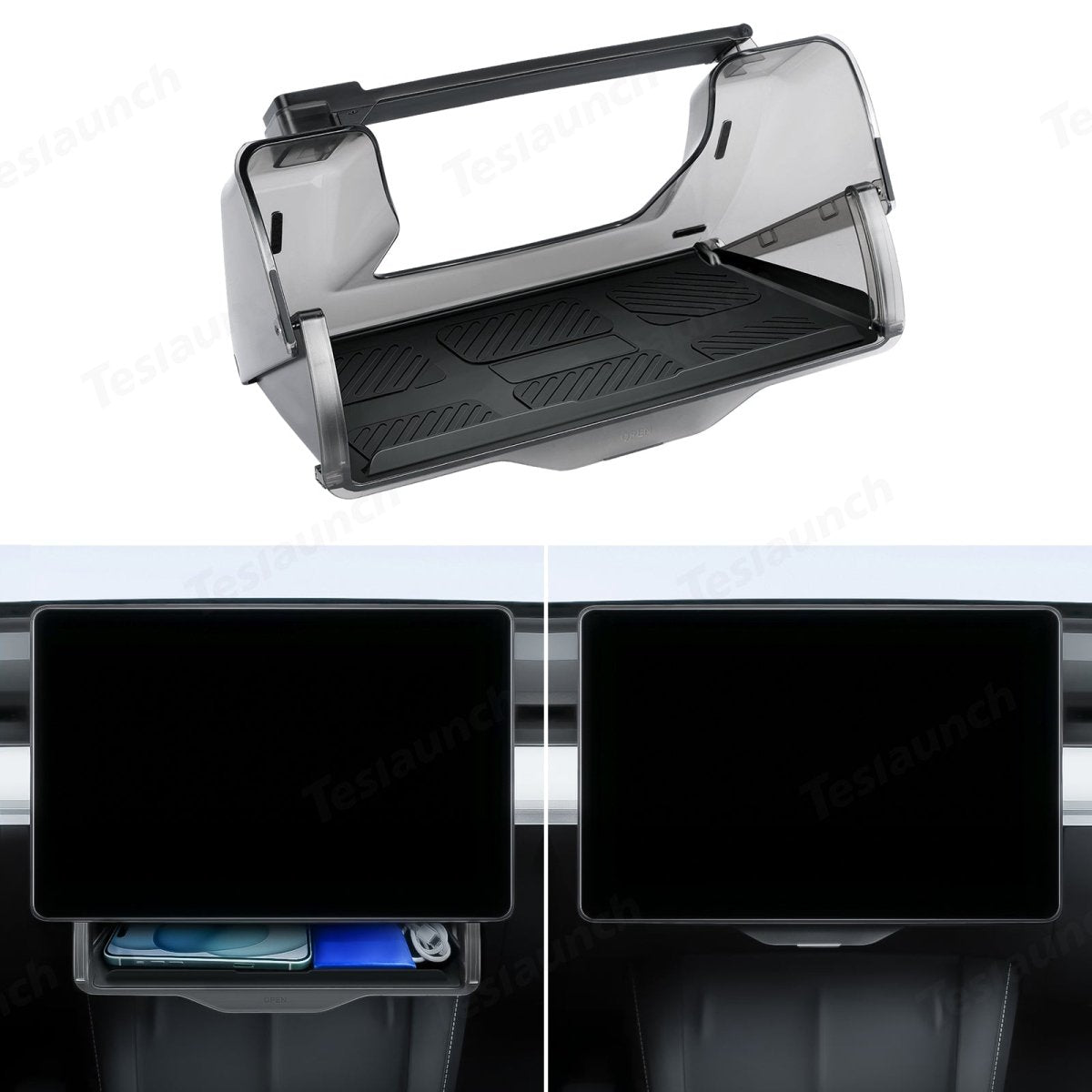Model 3/Y Hidden Foldable Central Control Screen Lower Storage Box for Tesla - T-Launch