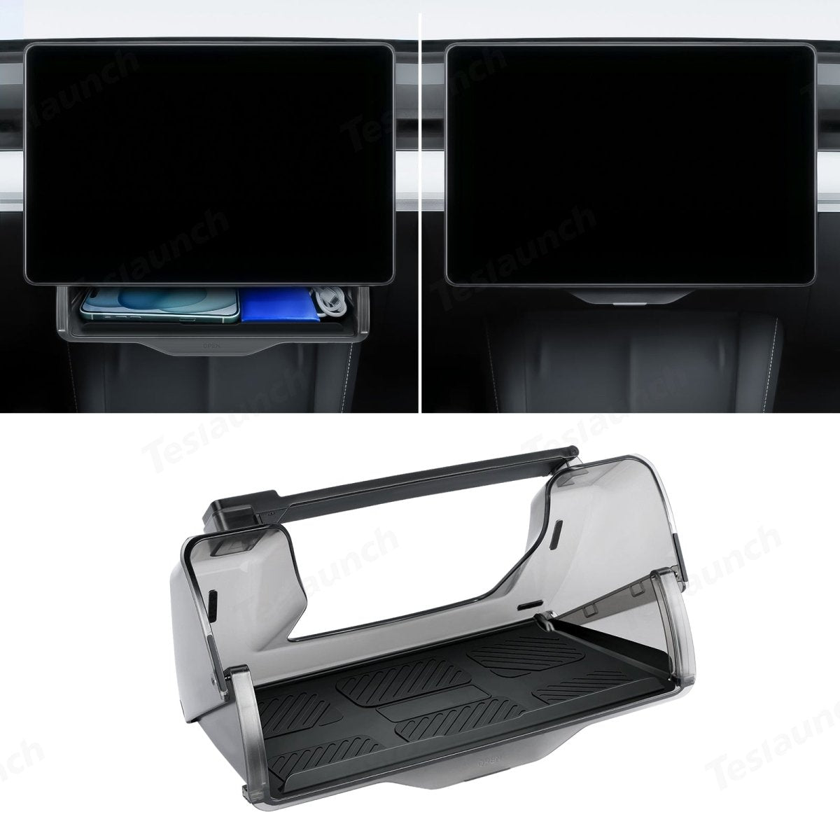 Model 3/Y Hidden Foldable Central Control Screen Lower Storage Box for Tesla - T-Launch