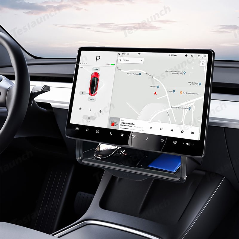 Model 3/Y Hidden Foldable Central Control Screen Lower Storage Box for Tesla - T-Launch
