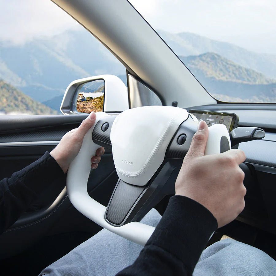Model 3/Y Yoke Style Carbon Fiber Steering Wheel - T-Launch