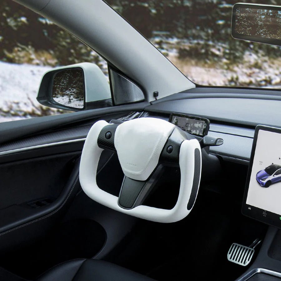 Model 3/Y Yoke Style Carbon Fiber Steering Wheel - T-Launch