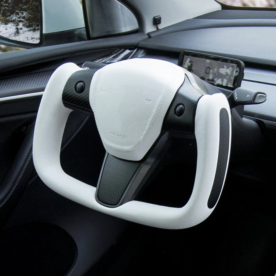 Model 3/Y Yoke Style Carbon Fiber Steering Wheel - T-Launch
