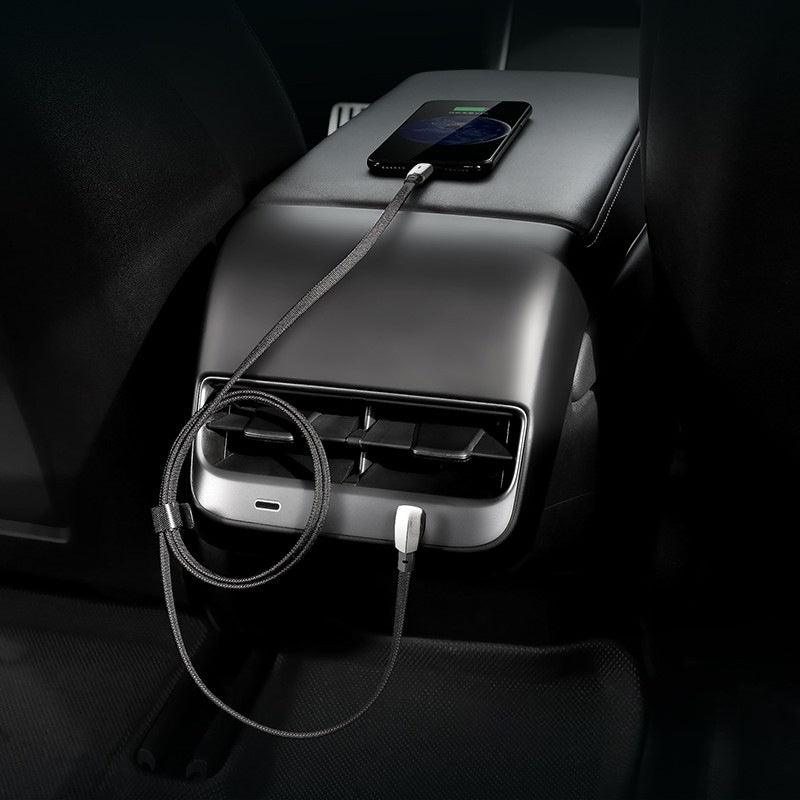 Model 3/Y/S/X Car Mobile Phone Charging Cable iPhone Type-C Fast Charging Cable Accessories for Tesla(2021+） - T-Launch
