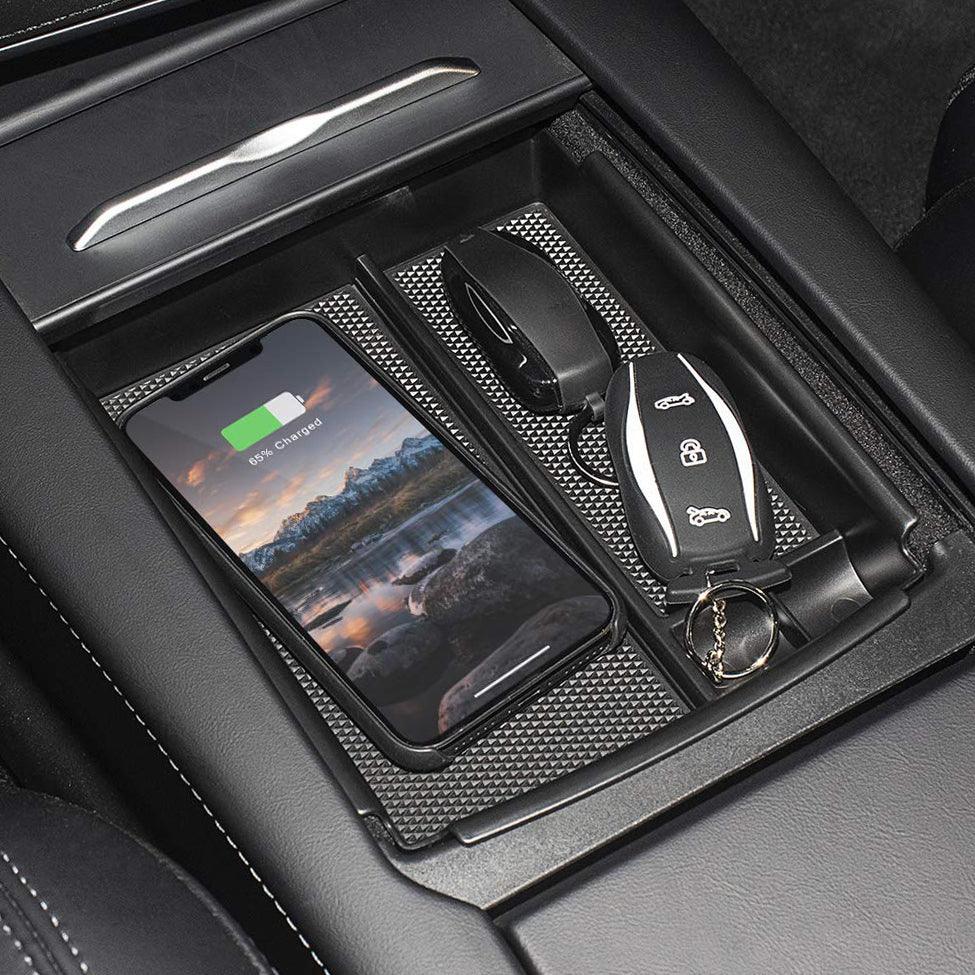 Model S/X Center Console Organizer Storage Box With Wireless Phone Charger (2016-2020) - T-Launch