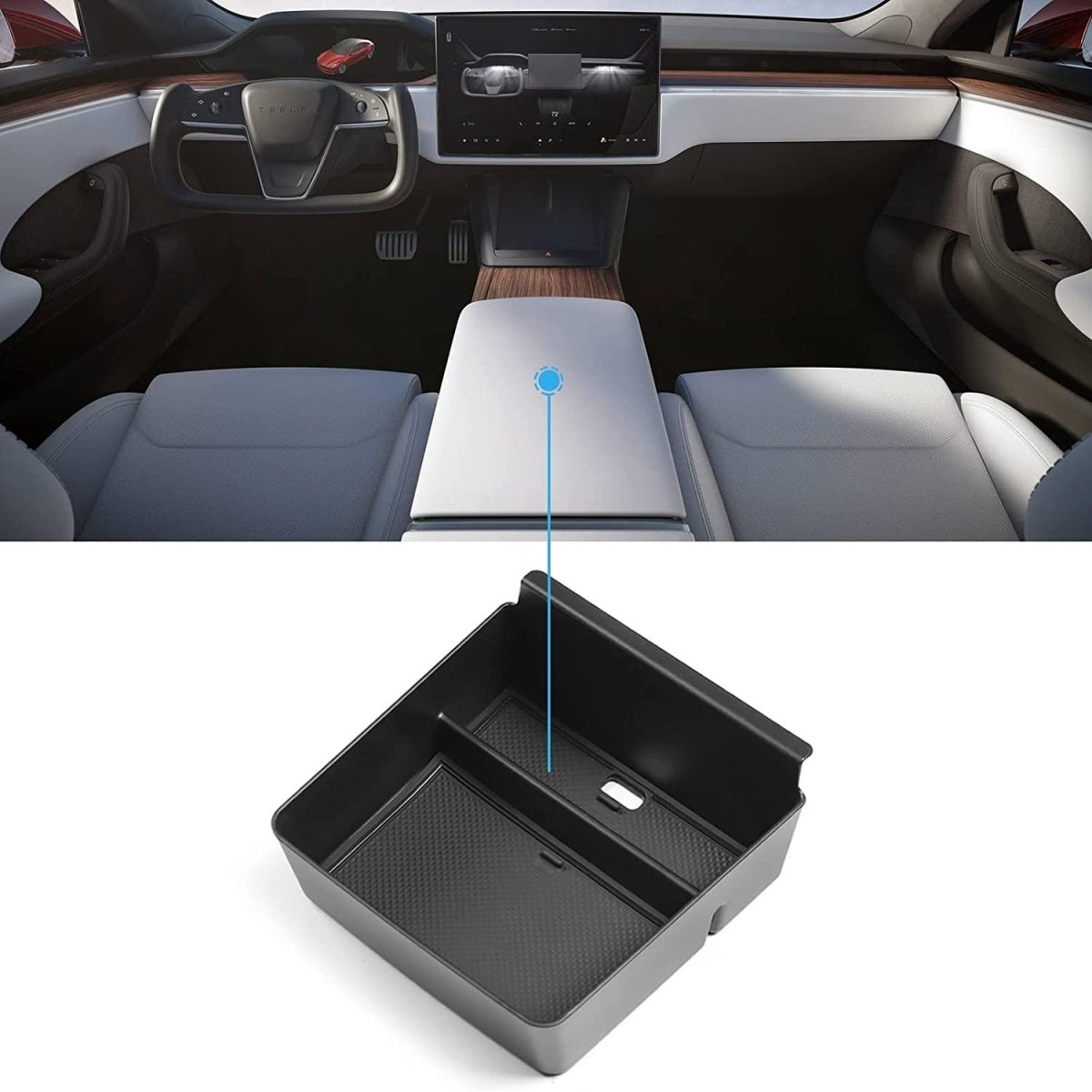 Model X/S 2021+ Center Console Organizer Tray Compatible Organizer for Tesla - T-Launch