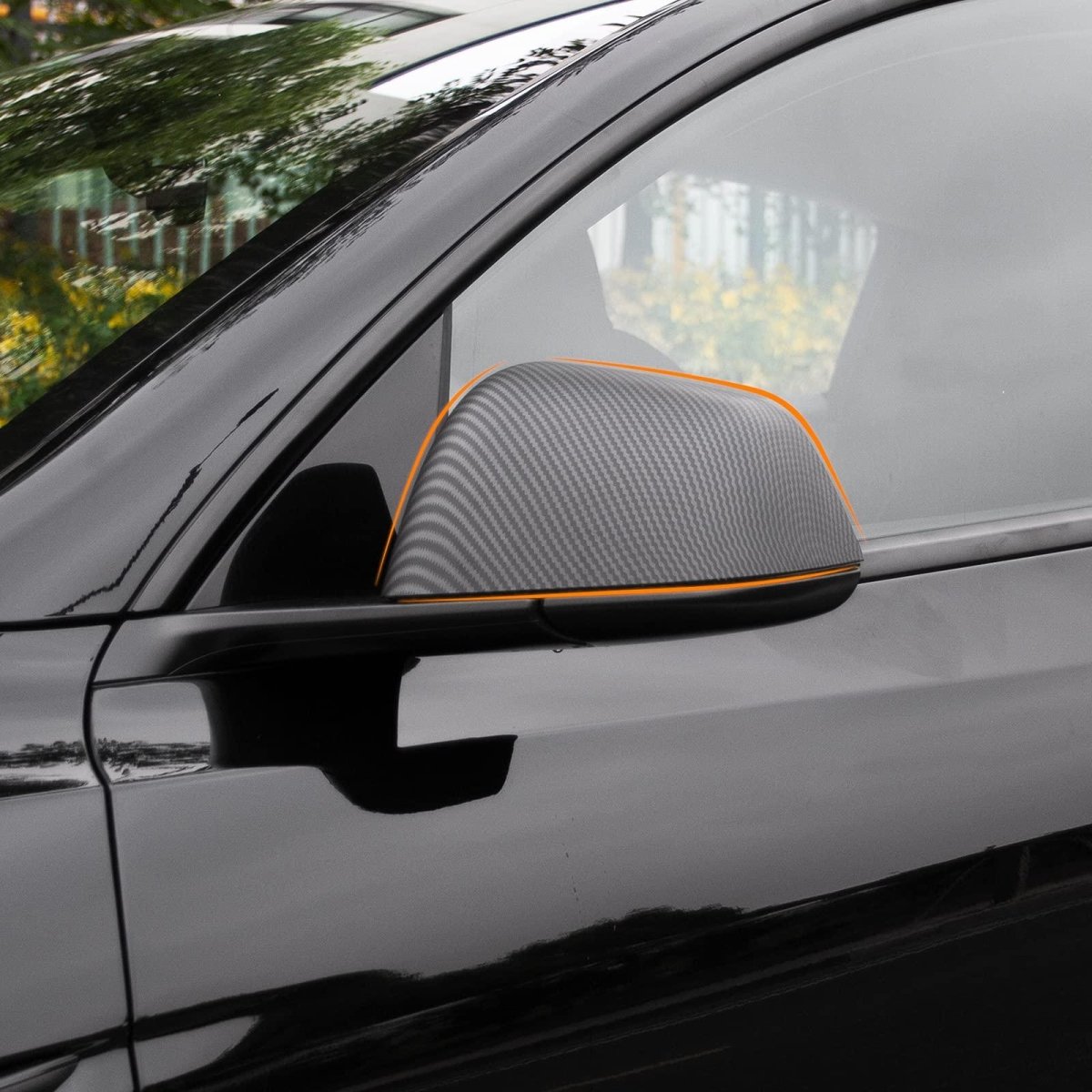 Model Y Side Door Mirror Cover (Carbon Fiber Pattern ABS) (1 pair) (2020-2024) - T-Launch