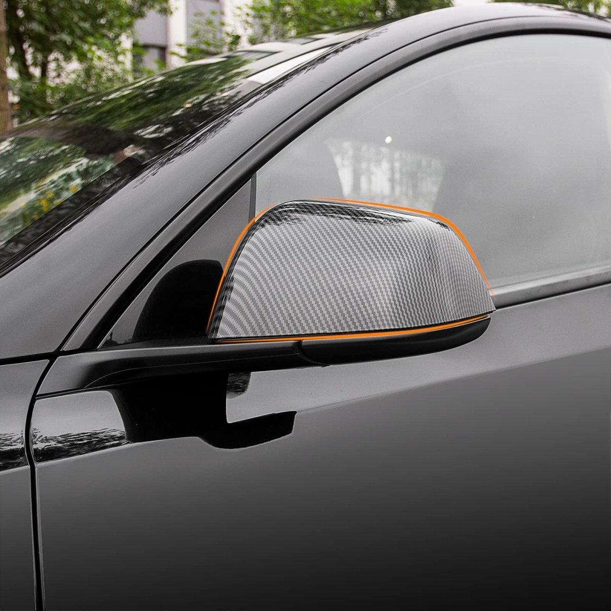 Model Y Side Door Mirror Cover (Carbon Fiber Pattern ABS) (1 pair) (2020-2024) - T-Launch