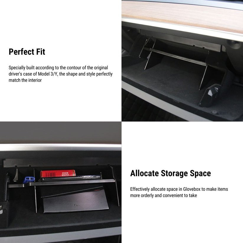 Model3/Y Co-Pilot Glove Box Storage Rack Compartment Storage Board - T-Launch