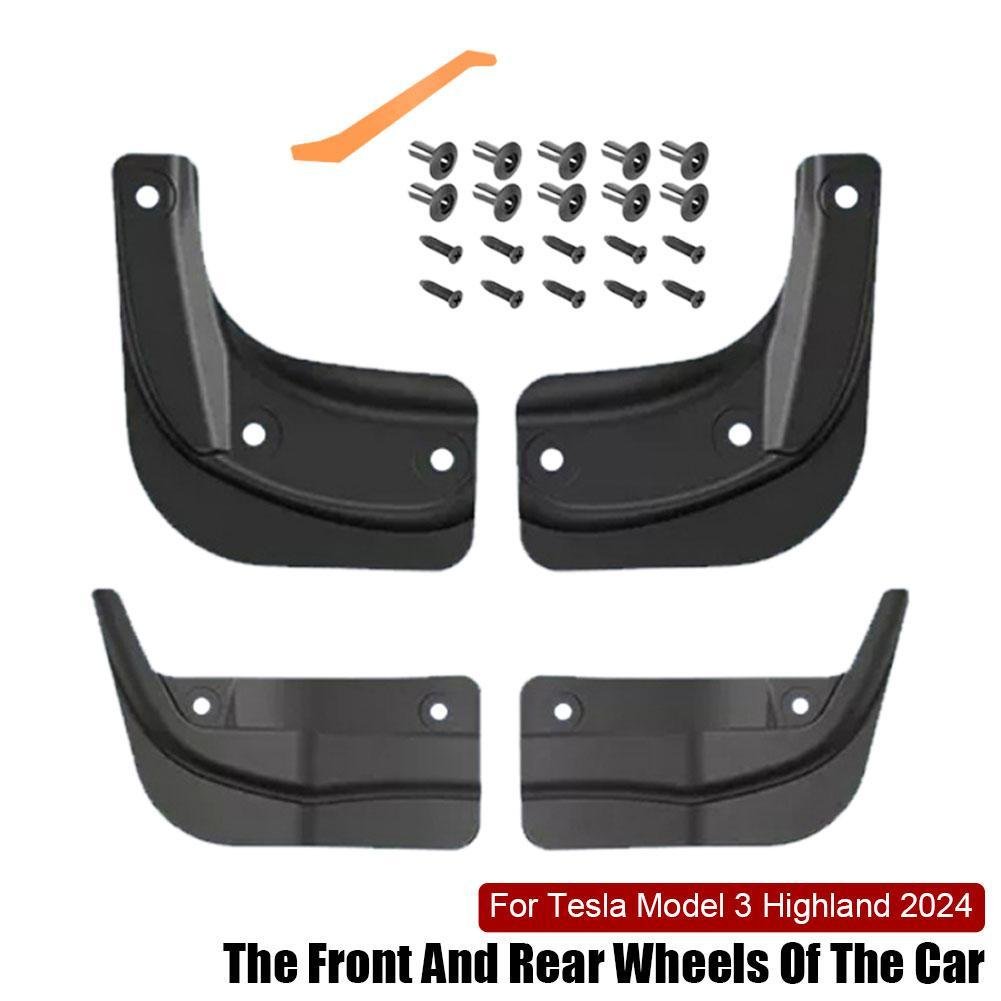 Mud Flaps Splash Guards Front Rear Mudguard Kit, No Drill Fender(4 Pcs) for Tesla 2024+ Model 3 Highland - T-Launch