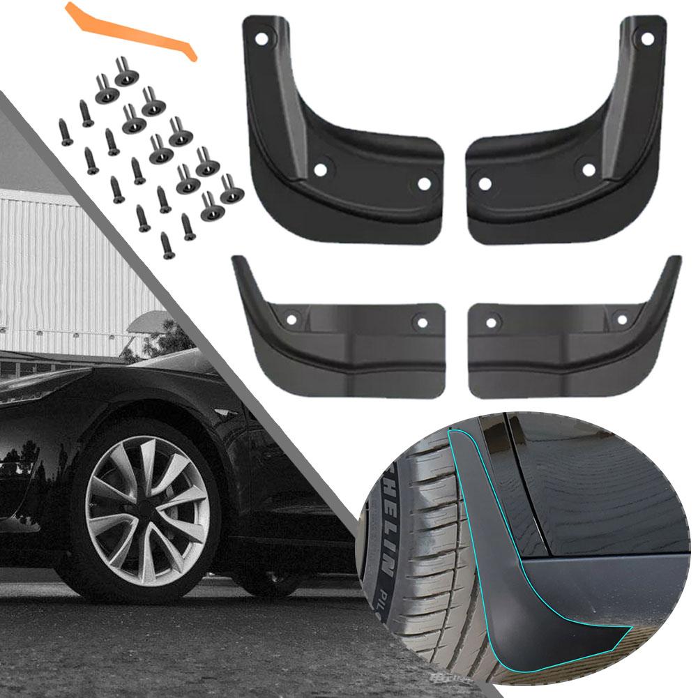 Mud Flaps Splash Guards Front Rear Mudguard Kit, No Drill Fender(4 Pcs) for Tesla 2024+ Model 3 Highland - T-Launch