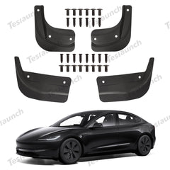 Mud Flaps Splash Guards Front Rear Mudguard Kit, No Drill Fender(4 Pcs) for Tesla 2024+ Model 3 Highland - T-Launch