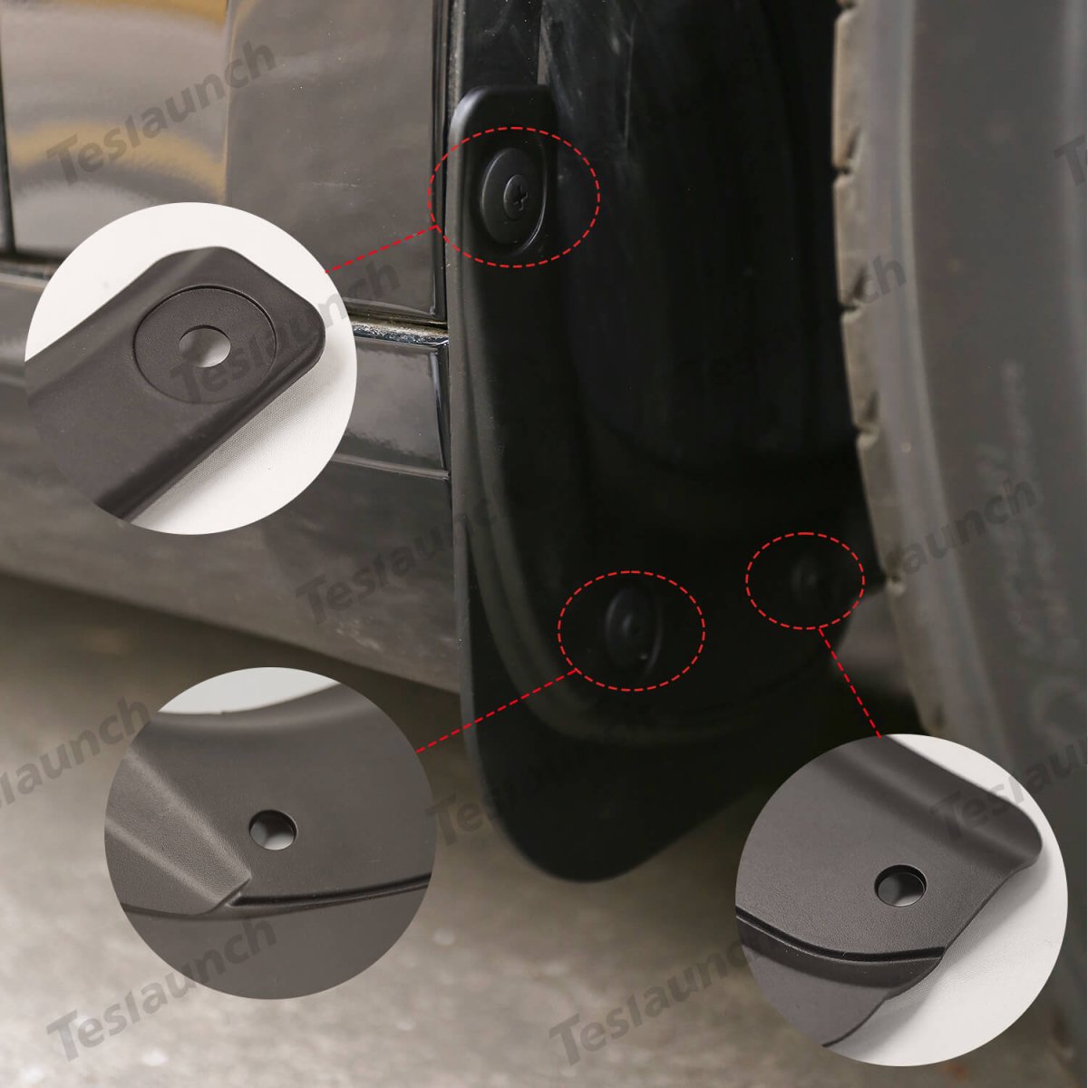 Mud Flaps Splash Guards Front Rear Mudguard Kit, No Drill Fender(4 Pcs) for Tesla 2024+ Model 3 Highland - T-Launch