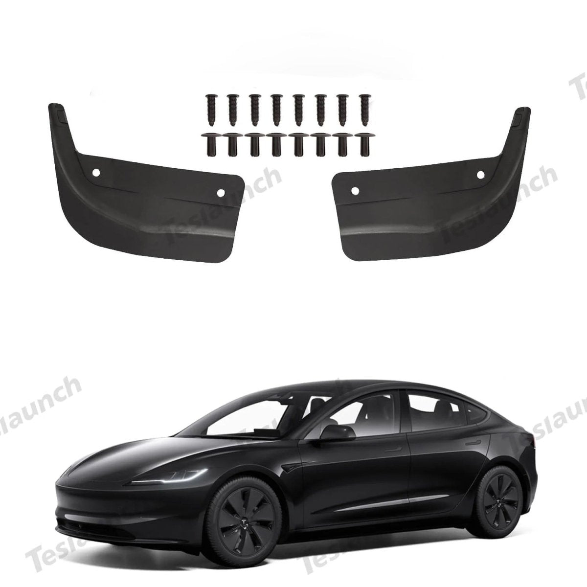 Mud Flaps Splash Guards Front Rear Mudguard Kit, No Drill Fender(4 Pcs) for Tesla 2024+ Model 3 Highland - T-Launch