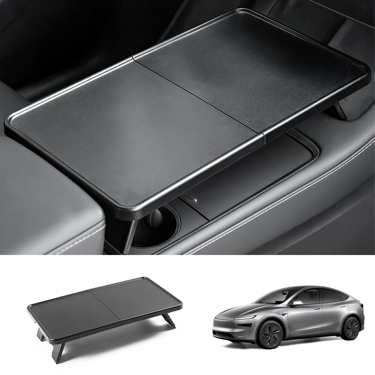 Multi-functional Foldable Desk – Center Console Mount for Tesla Model Y Juniper 2025+ - T-Launch