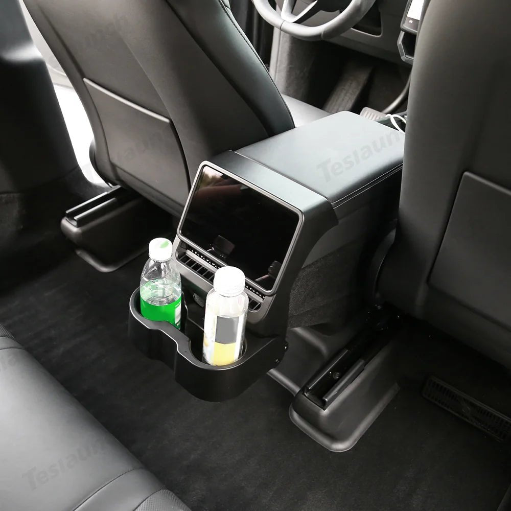 Multi-Functional Foldable Rear Console Cup Holder for Tesla Model Y Juniper 2025+ / Model 3 Highland 2024+ - T-Launch