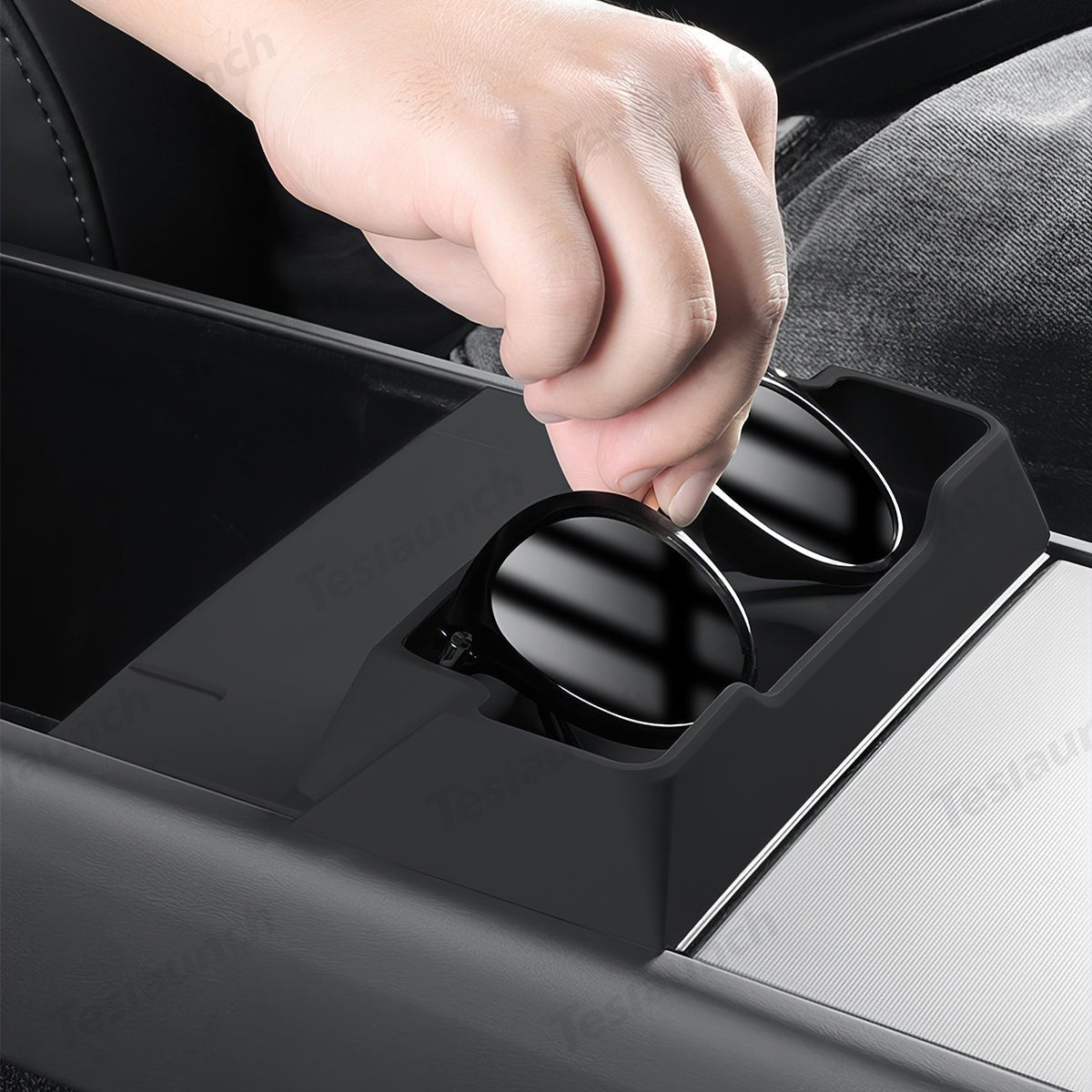 Multi-Functional Silicone Center Console Glasses Tray for Tesla Model Y Juniper 2025+ - T-Launch