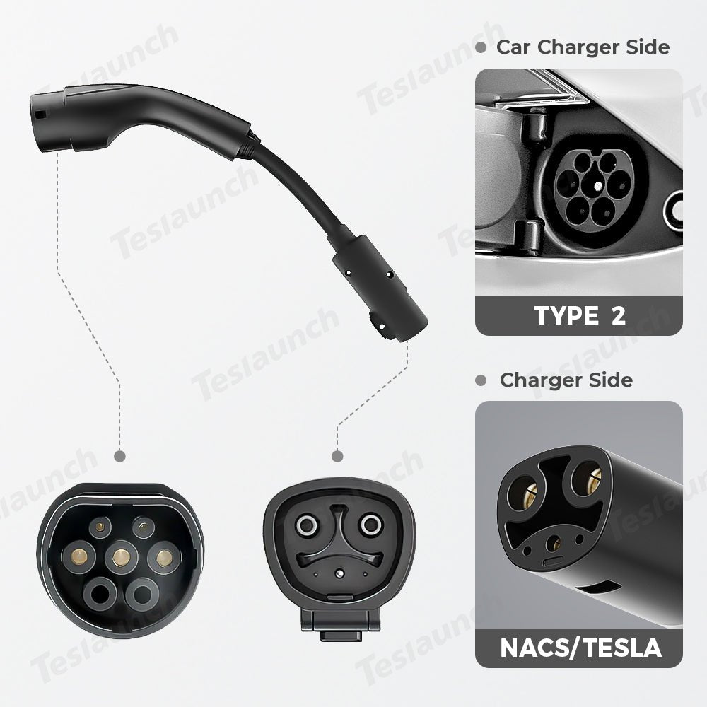 NACS/Tesla to Type 2 Adapter Charger Connector Cable - T-Launch
