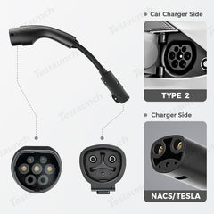 NACS/Tesla to Type 2 Adapter Charger Connector Cable - T-Launch