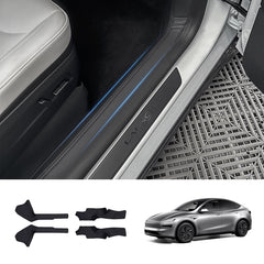 Napa Leather Door Sill Protectors 4-Piece Set – Full Coverage for Tesla Model Y Juniper 2025+ - T-Launch