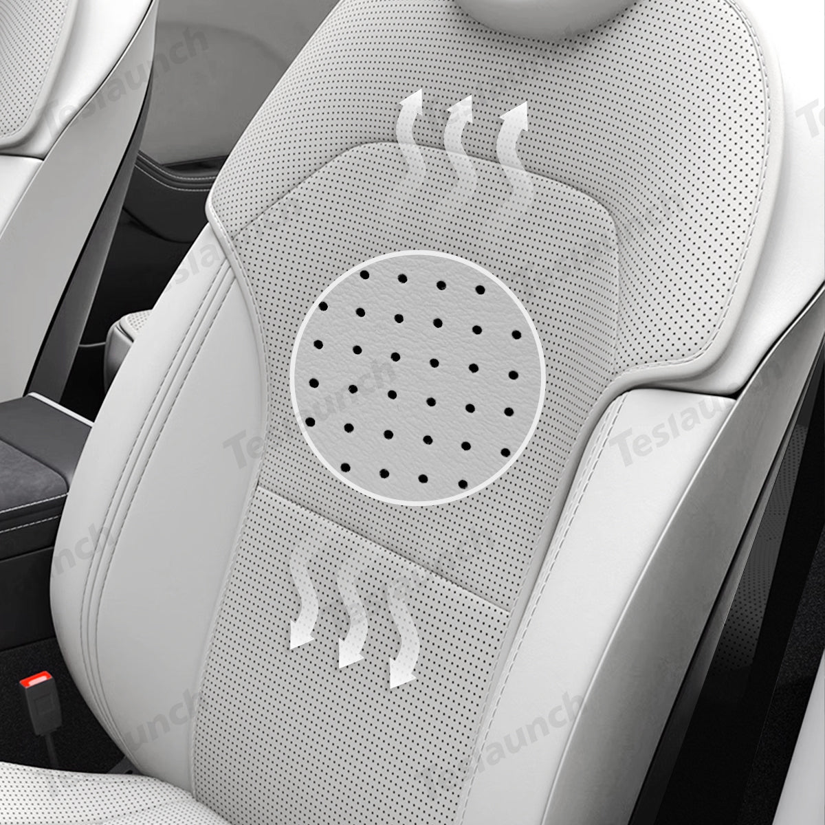 Napa Leather Seat Cushion Set – All-Season Ventilated Comfort for Tesla Model Y Juniper 2025+ (7-Piece Set) - T-Launch