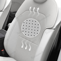 Napa Leather Seat Cushion Set – All-Season Ventilated Comfort for Tesla Model Y Juniper 2025+ (7-Piece Set) - T-Launch