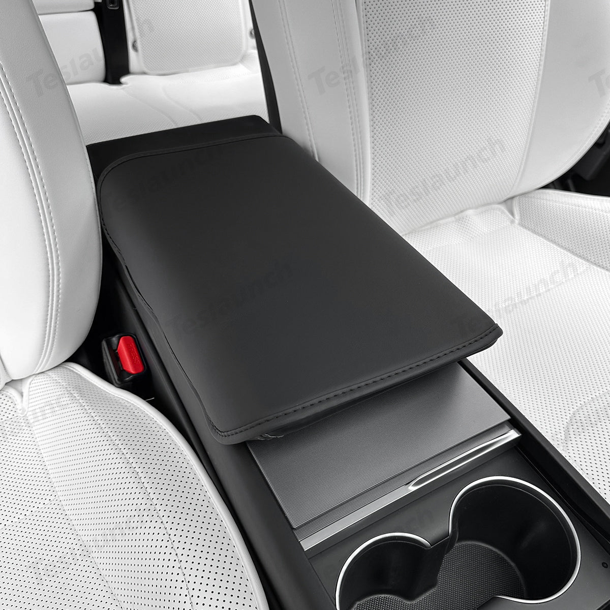 Nappa Leather Center Console Armrest Cover – Stylish Protection for Tesla Model Y Juniper 2025+ - T-Launch
