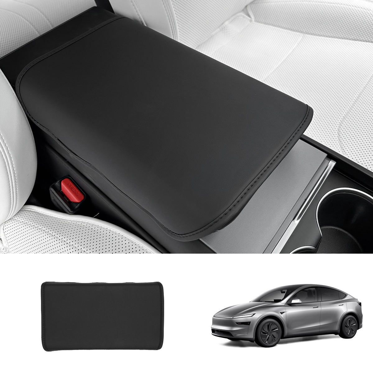 Nappa Leather Center Console Armrest Cover – Stylish Protection for Tesla Model Y Juniper 2025+ - T-Launch