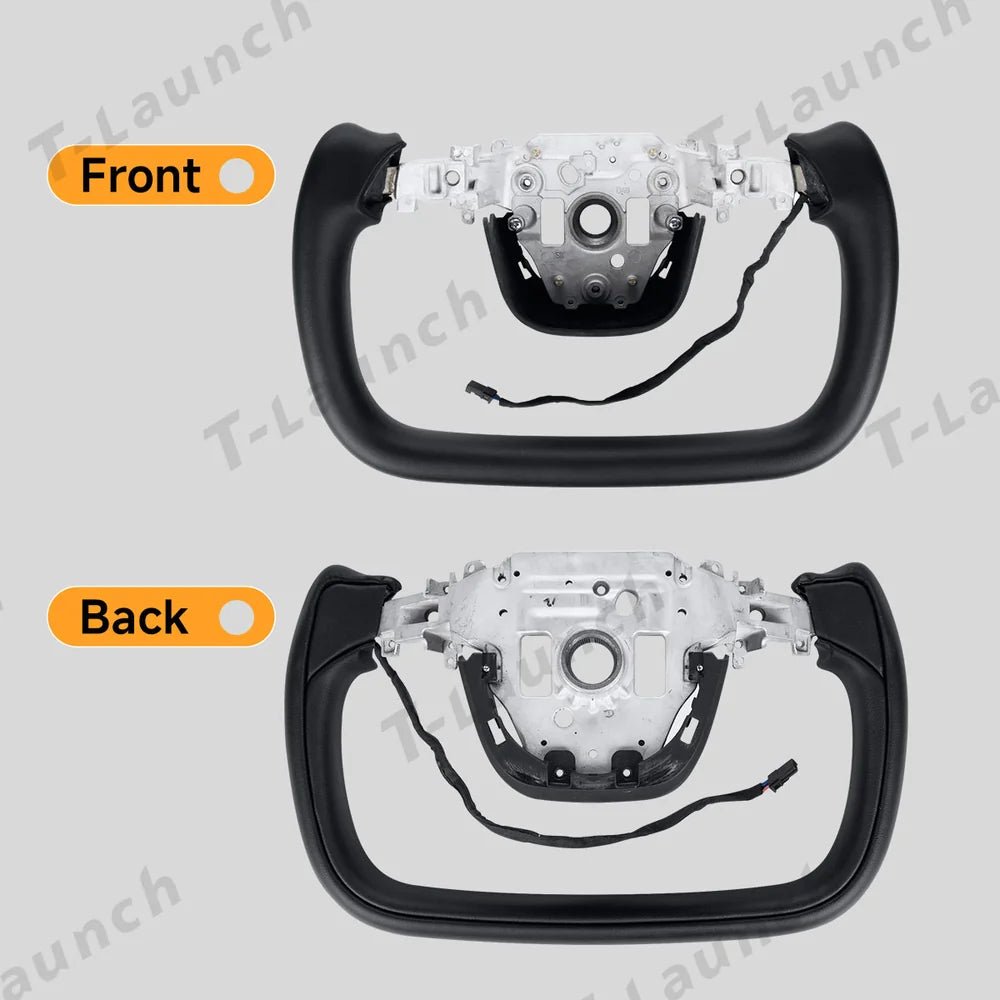 Nappa Leather Open-Bottom Yoke/Cyber Steering Wheel Driving Wheel Upgrade for Model Y Juniper/ Model 3 Highland - T-Launch