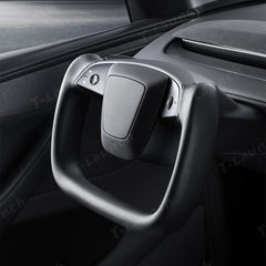 Nappa Leather Open-Bottom Yoke/Cyber Steering Wheel Driving Wheel Upgrade for Model Y Juniper/ Model 3 Highland - T-Launch