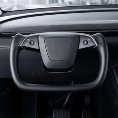 Nappa Leather Open-Bottom Yoke/Cyber Steering Wheel Driving Wheel Upgrade for Model Y Juniper/ Model 3 Highland - T-Launch