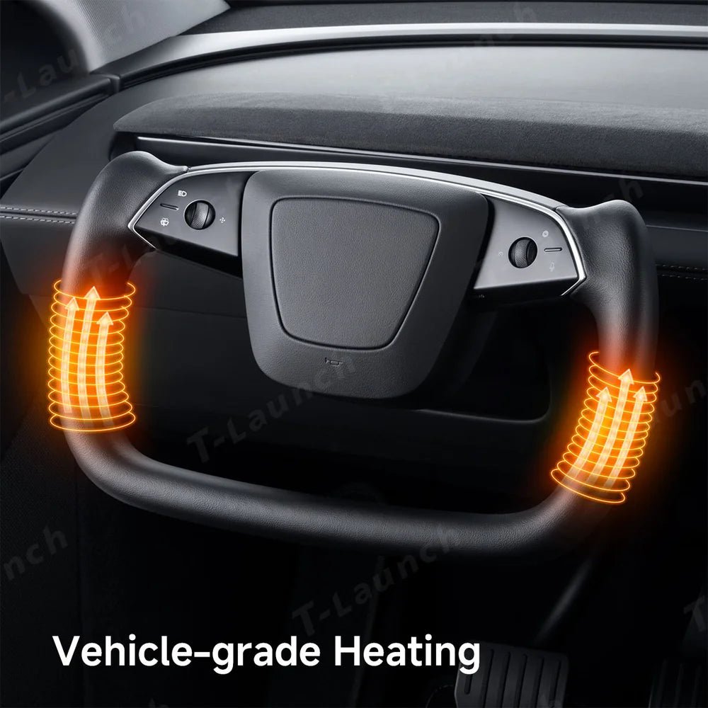 Nappa Leather Open-Bottom Yoke/Cyber Steering Wheel Driving Wheel Upgrade for Model Y Juniper/ Model 3 Highland - T-Launch