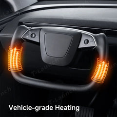 Nappa Leather Open-Bottom Yoke/Cyber Steering Wheel Driving Wheel Upgrade for Model Y Juniper/ Model 3 Highland - T-Launch