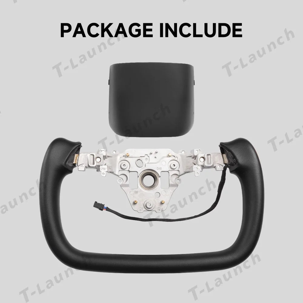 Nappa Leather Open-Bottom Yoke/Cyber Steering Wheel Driving Wheel Upgrade for Model Y Juniper/ Model 3 Highland - T-Launch