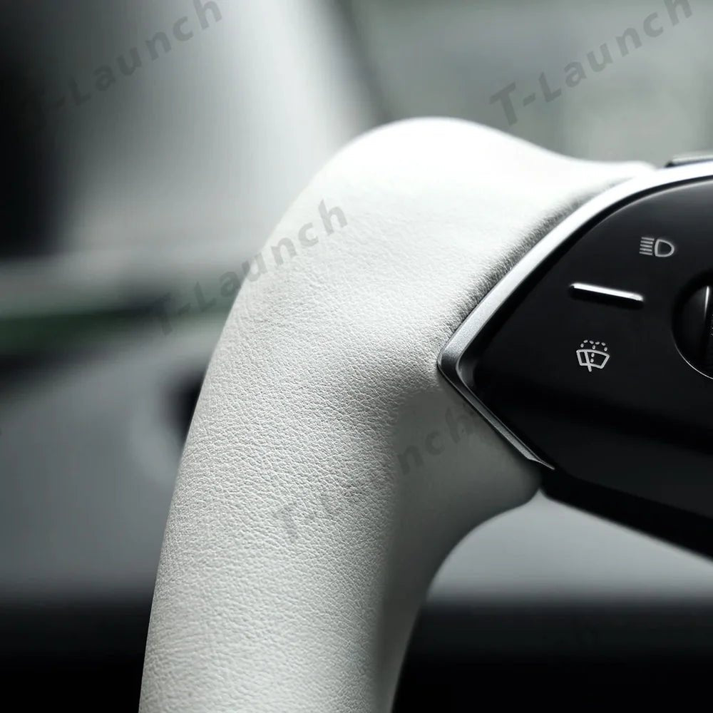 Nappa Leather Open-Bottom Yoke/Cyber Steering Wheel Driving Wheel Upgrade for Model Y Juniper/ Model 3 Highland - T-Launch