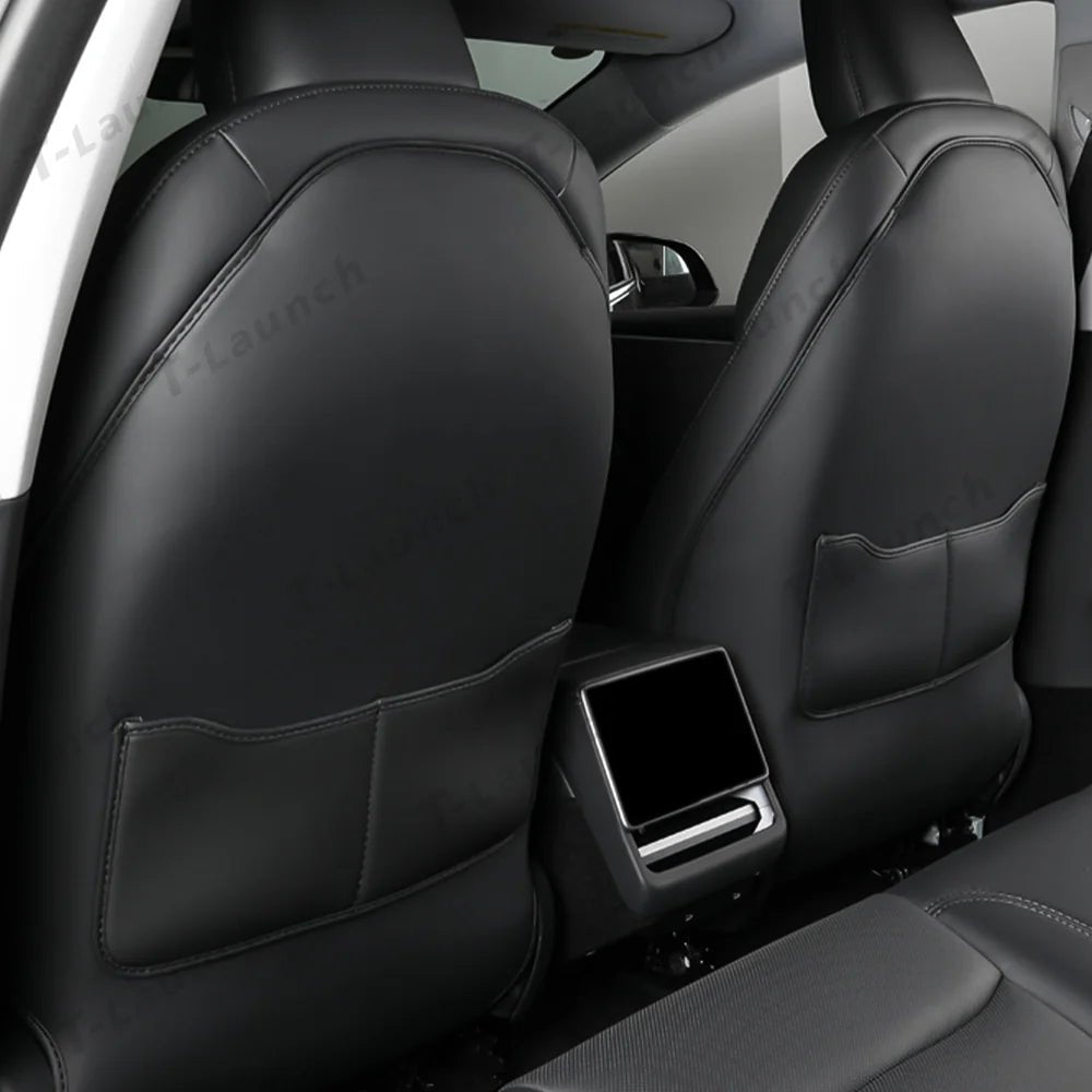 Nappa Leather Seat Back Kick Protector for Tesla Model Y Juniper 2025+ / Model 3 Highland 2024+ - T-Launch