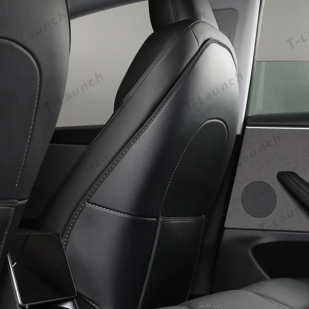 Nappa Leather Seat Back Kick Protector for Tesla Model Y Juniper 2025+ / Model 3 Highland 2024+ - T-Launch