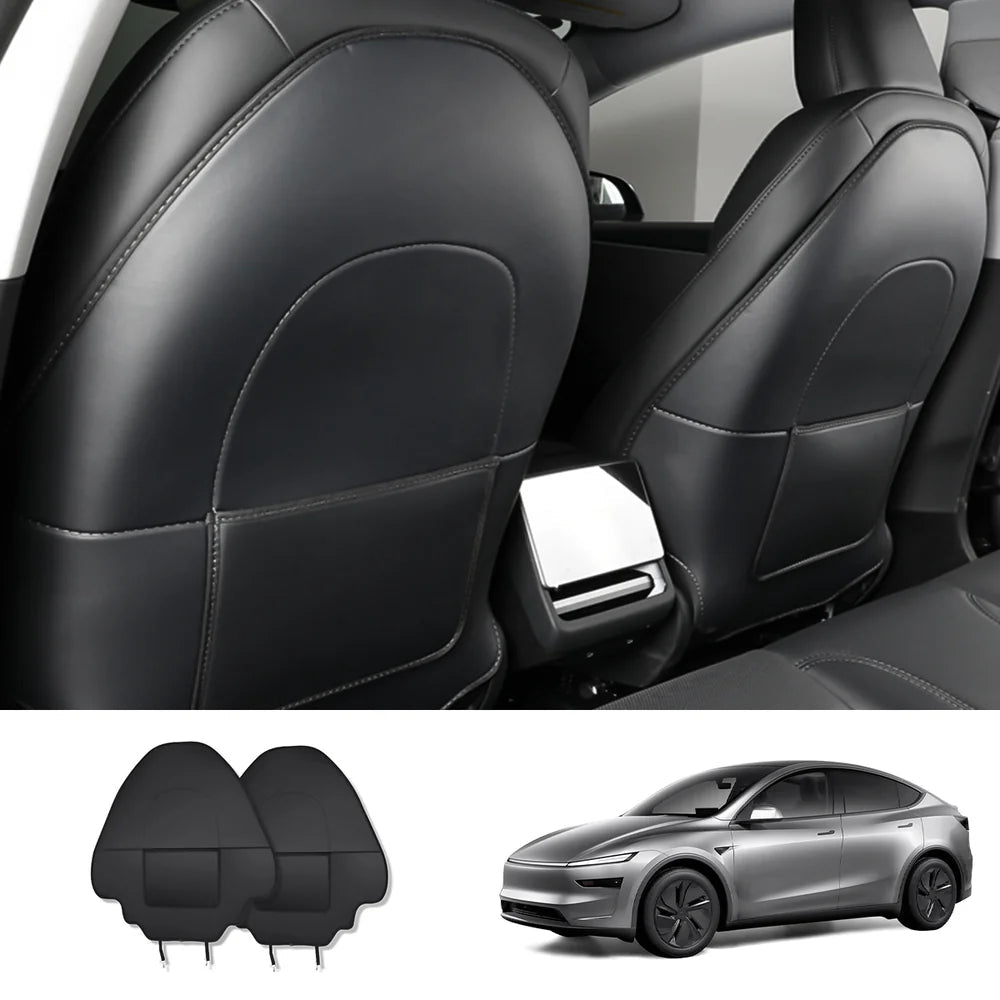 Nappa Leather Seat Back Kick Protector for Tesla Model Y Juniper 2025+ / Model 3 Highland 2024+ - T-Launch