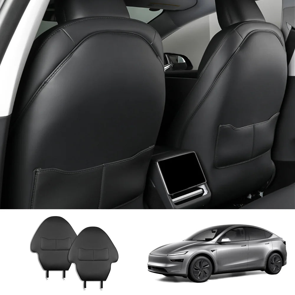 Nappa Leather Seat Back Kick Protector for Tesla Model Y Juniper 2025+ / Model 3 Highland 2024+ - T-Launch