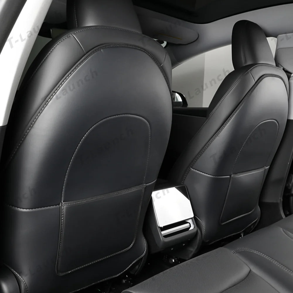 Nappa Leather Seat Back Kick Protector for Tesla Model Y Juniper 2025+ / Model 3 Highland 2024+ - T-Launch