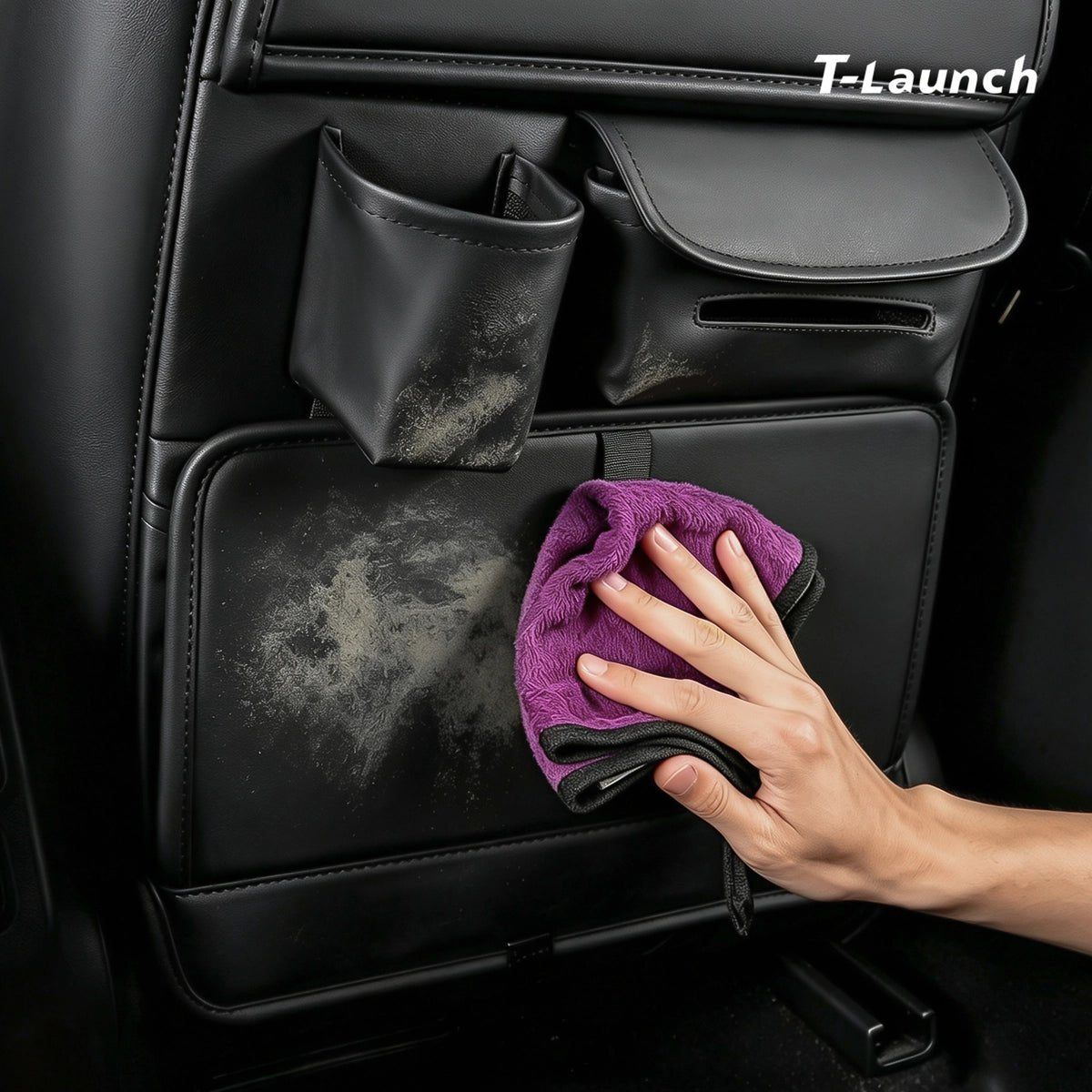 Nappa Leather Seat Back Kick Protector & Multi-Function Organizer for Tesla Model 3/Y 2017+ - T-Launch