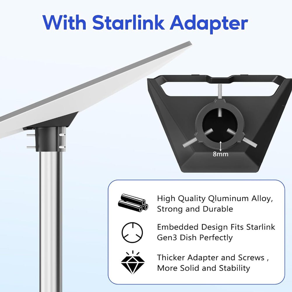 No-Dig Ground Anchor Pole Mount Kit for Starlink Gen 3 Dish - T-Launch