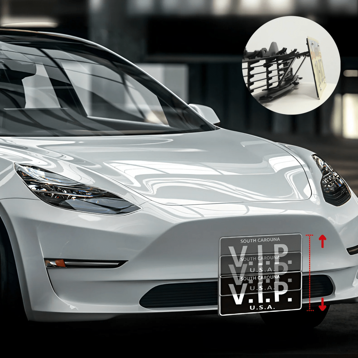 No Drill Model 3/Y Front License Plate Frame for Tesla- NO Adhesives, Quick Install - T-Launch