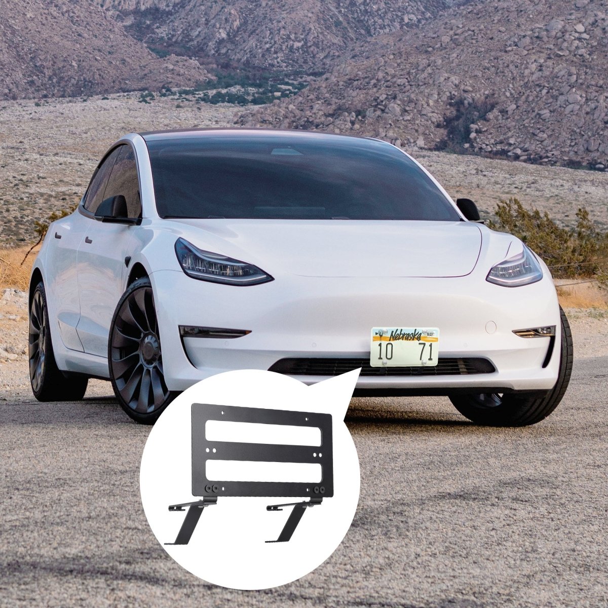 No Drill Model 3/Y Front License Plate Frame for Tesla- NO Adhesives, Quick Install - T-Launch