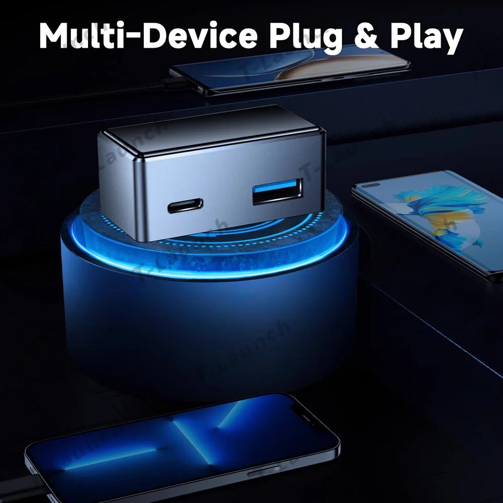 OBD Hub Adapter with 36W Dual USB-A & USB-C Fast Charger for Tesla Model Y Juniper 2025+ - T-Launch