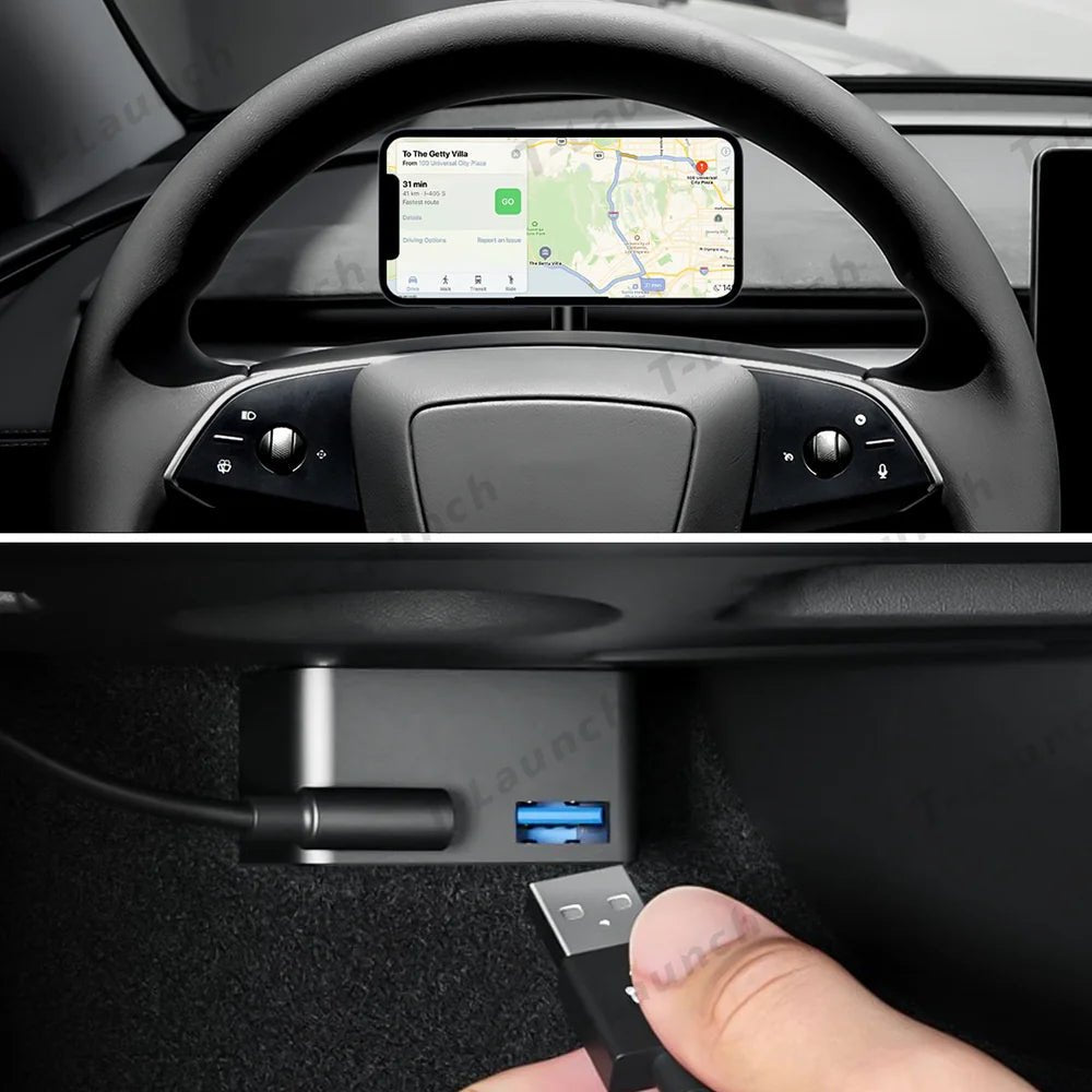 OBD Hub Adapter with 36W Dual USB-A & USB-C Fast Charger for Tesla Model Y Juniper 2025+ - T-Launch