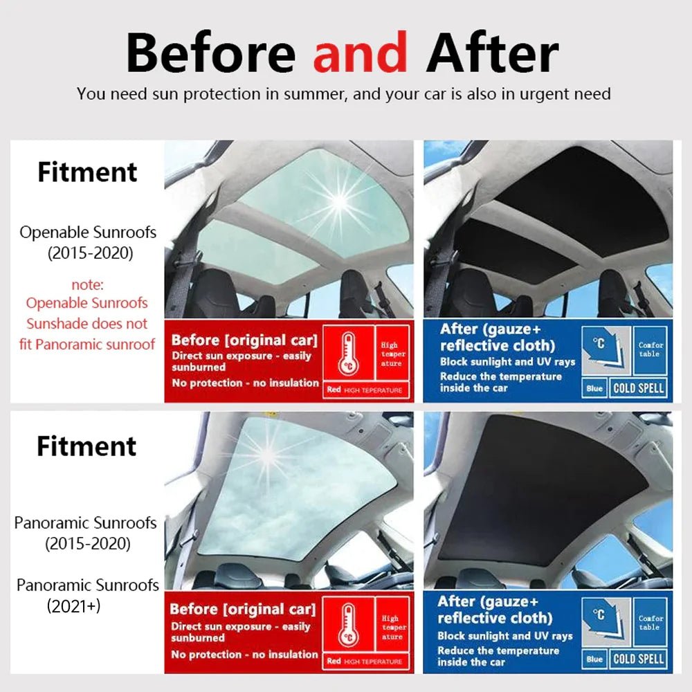 Openable Sunroofs and Panoramic Sunroofs Sunshades for Tesla Model S (2015+) - T-Launch