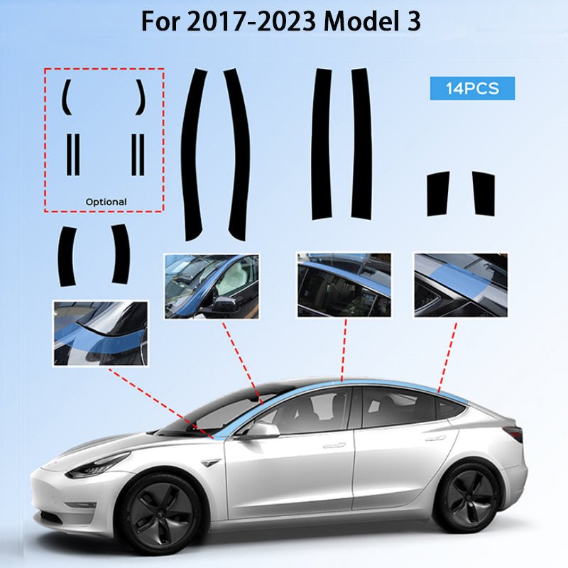 Pillar Delete for Tesla Model 3/Y- Glossy Black - T-Launch