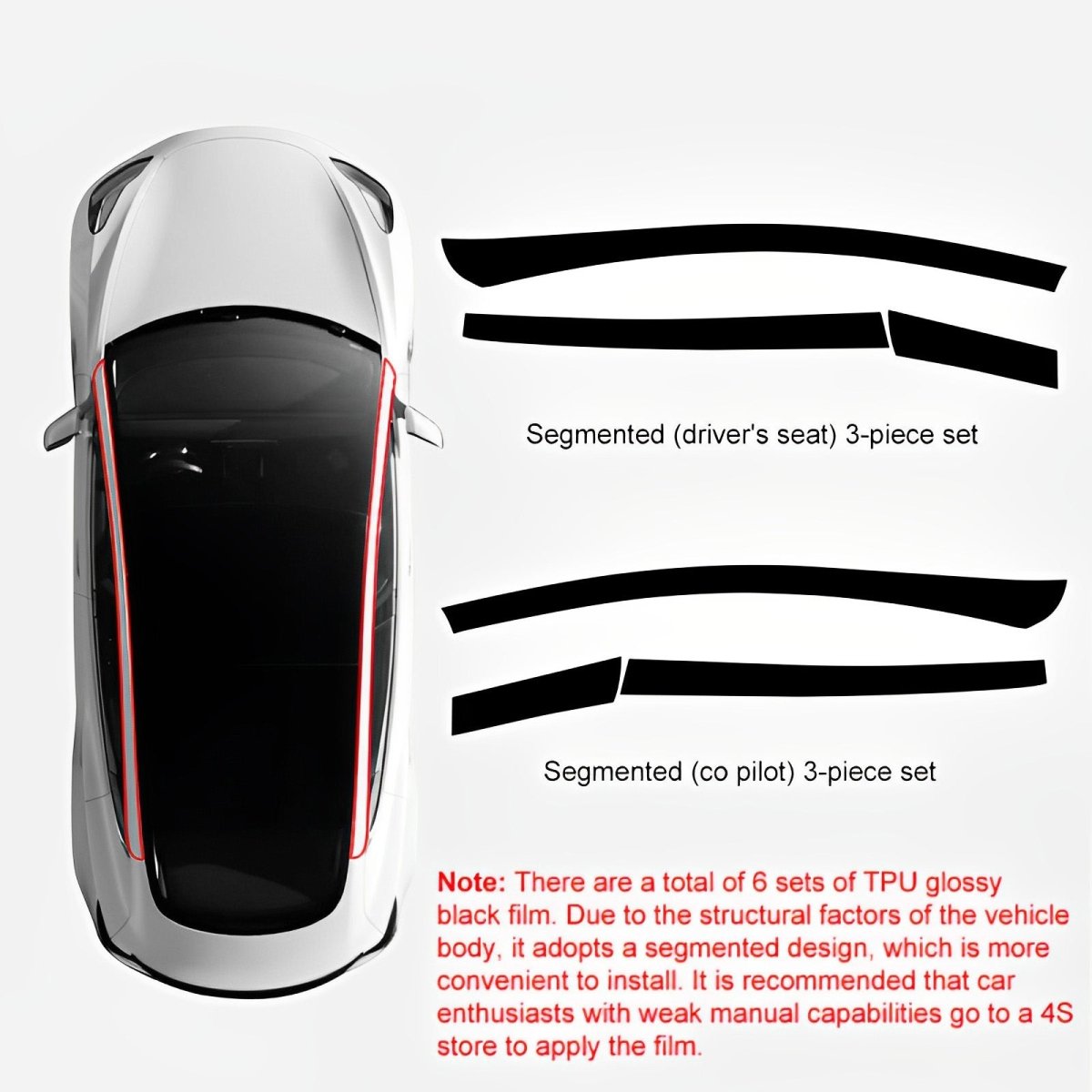 Pillar Delete for Tesla Model 3/Y- Glossy Black - T-Launch
