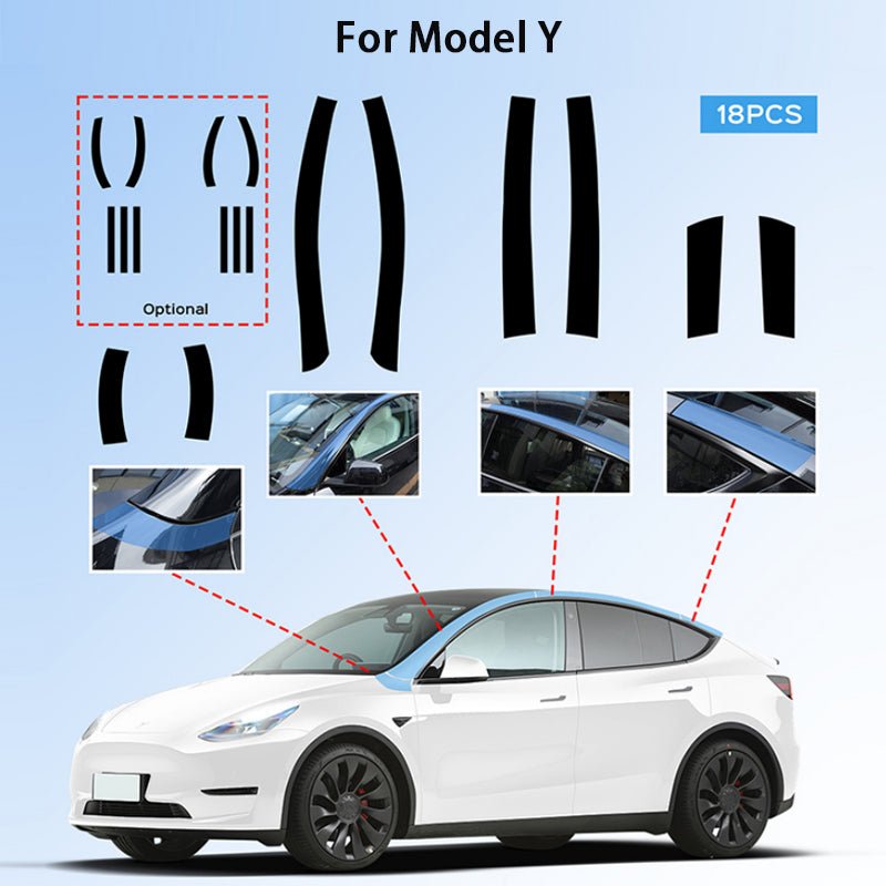 Pillar Delete for Tesla Model 3/Y- Glossy Black - T-Launch